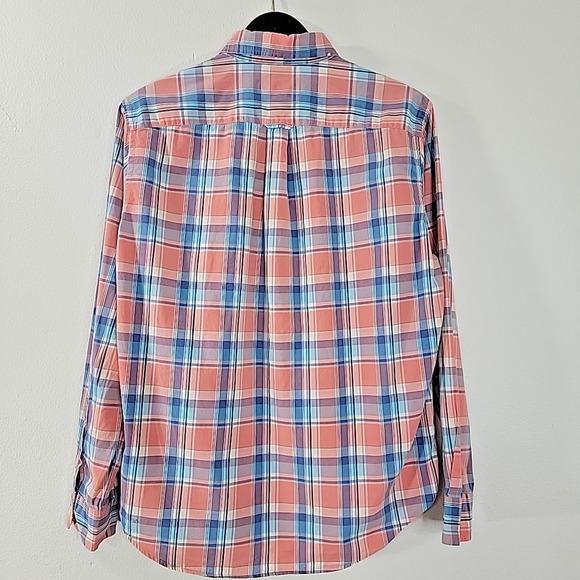 American Eagle Men’s Button Down Shirt Medium Plaid Long Sleeve Logo Casual - Picture 5 of 8